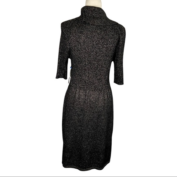 NWT Evan Picone Work The Look Black Gold Metallic Cowl Neck Sweater Dress Large - Picture 4 of 10